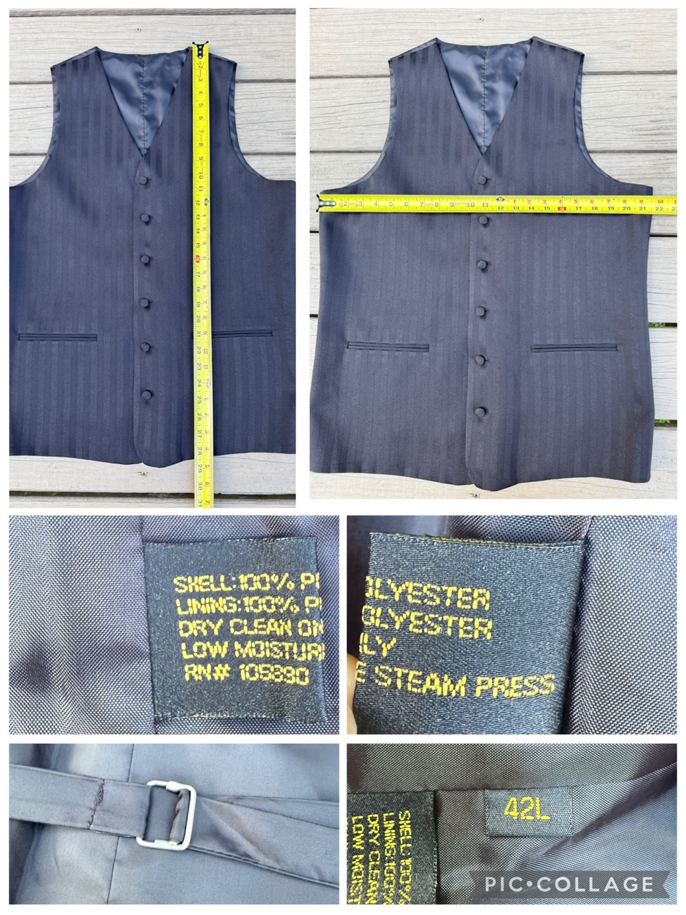 Boltini Uomo Three-Piece Pinstripe Suit in Dark black Vest Blazer Trousers 42 L - Picture 10 of 16